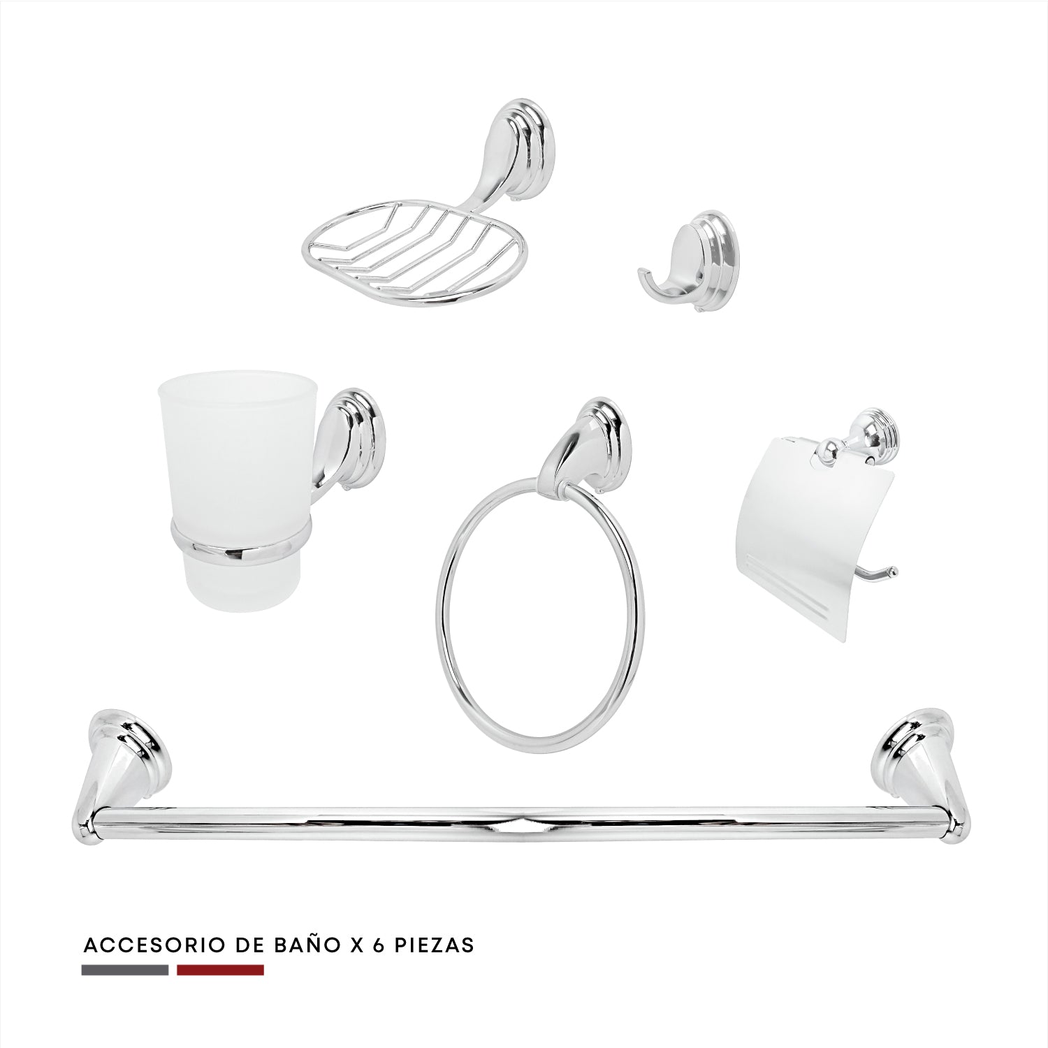 Set de Accesorios Cromados Redondo x6 Piezas