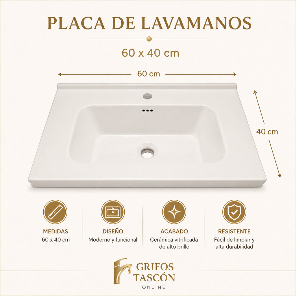 Placa de Lavamanos 60X40 blanca