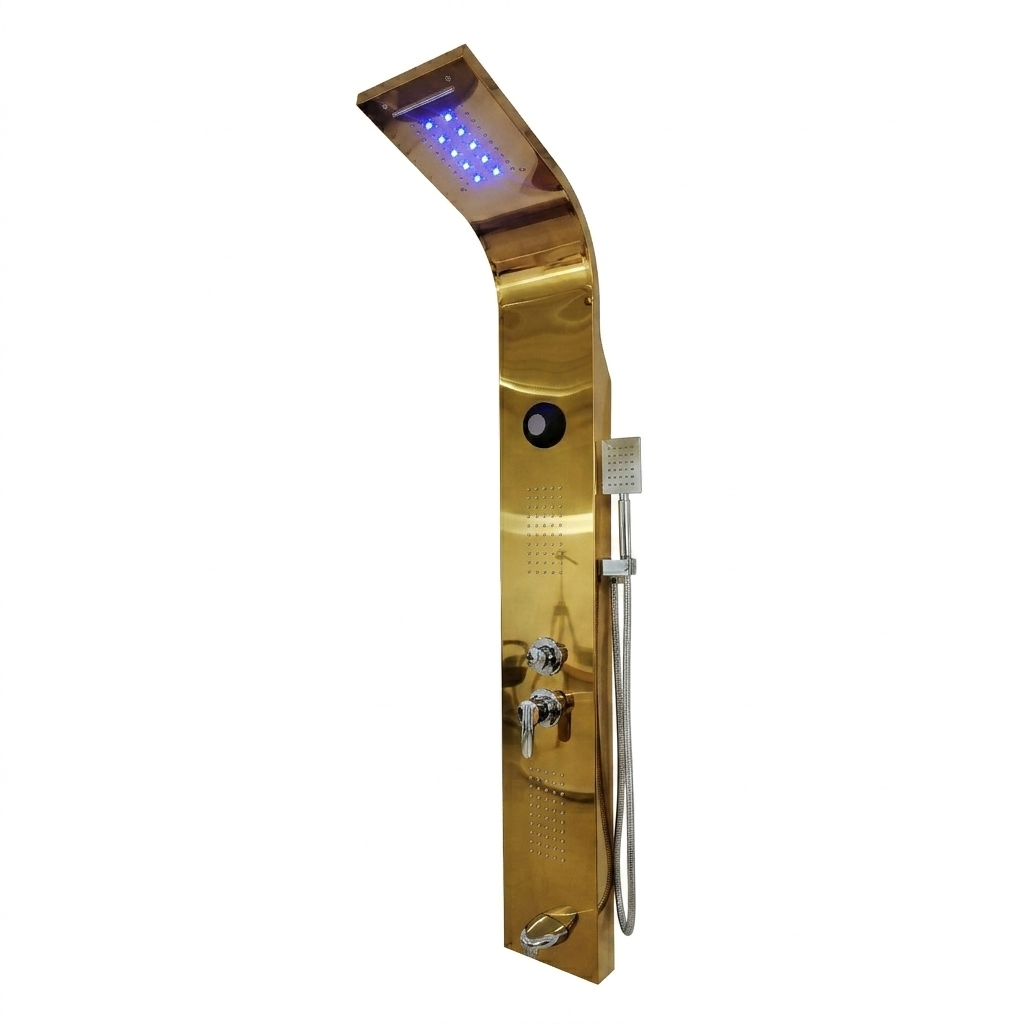 Torre Ducha Con Sistema de Bluetooh y Luces Led Cromoterapia Plateada