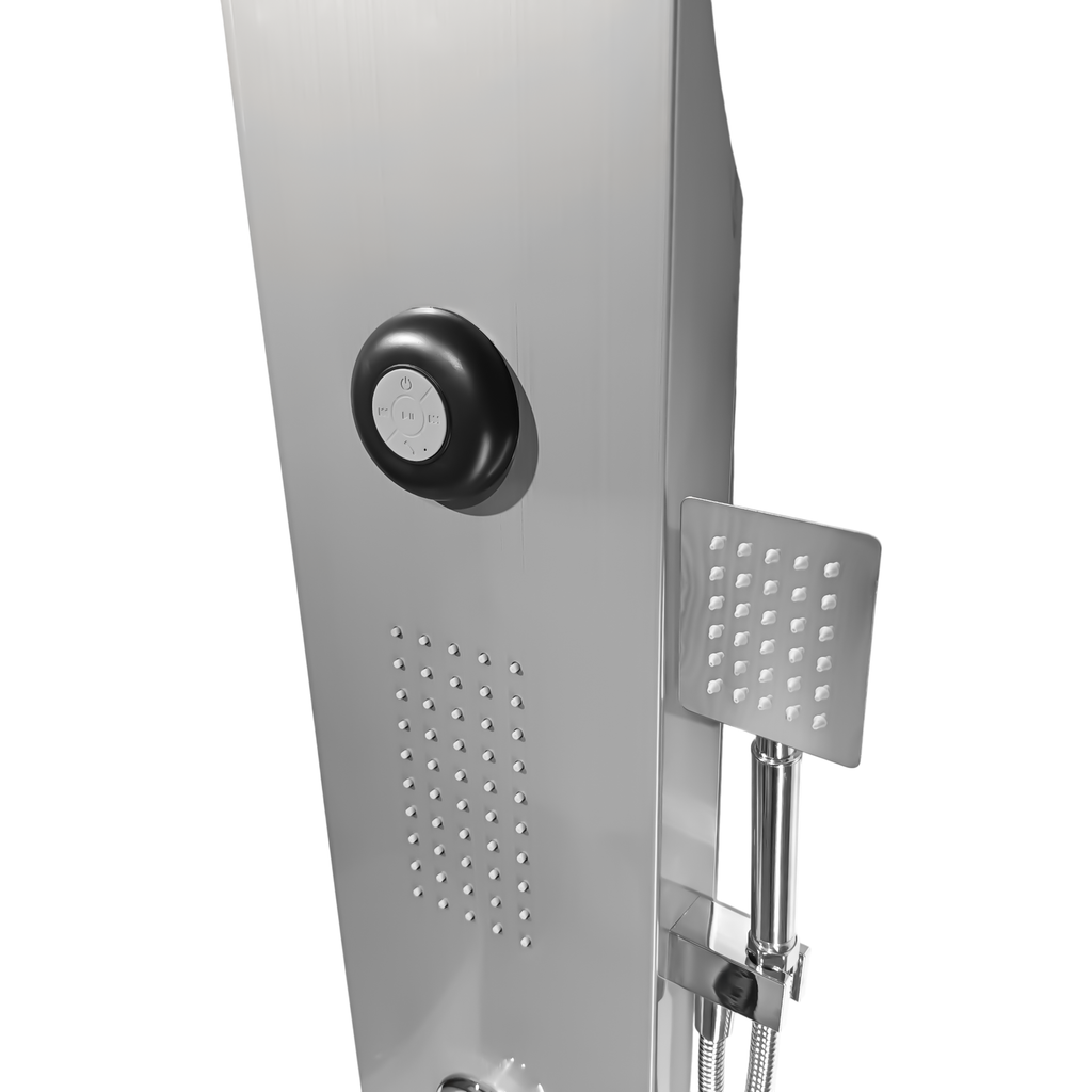 Torre Ducha Con Sistema de Bluetooh y Luces Led Cromoterapia Plateada