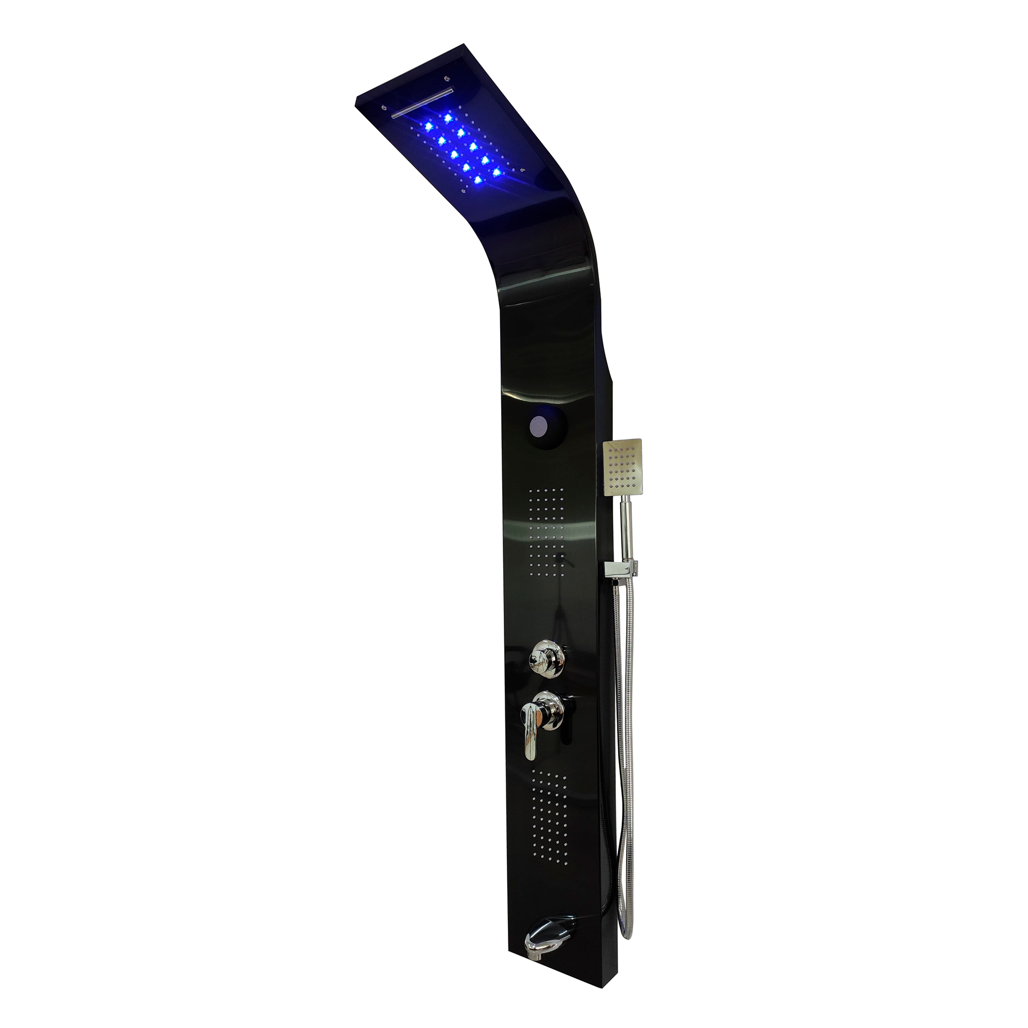 Torre Ducha Con Sistema de Bluetooh y Luces Led Cromoterapia Plateada
