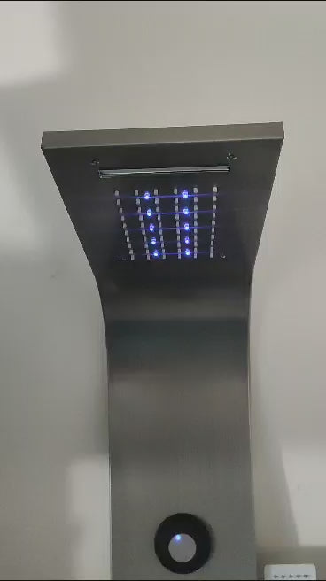 Torre Ducha Con Sistema de Bluetooh y Luces Led Cromoterapia Plateada